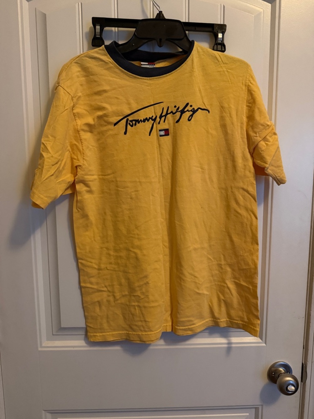 Tommy Hilfiger Yellow Tee with Navy Script Logo